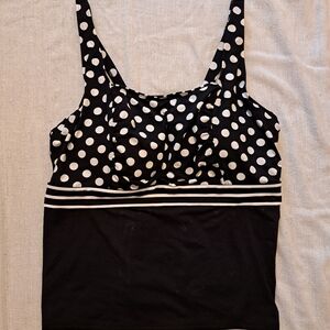 LANDS END Women's Black Tankini Swimsuit Top - Size 20W DD - LNC